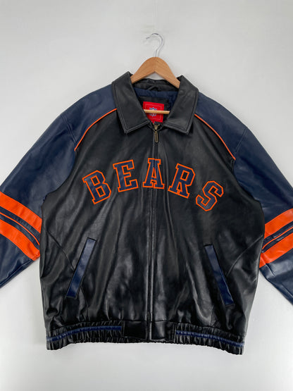Vintage CHICAGO BEARS Size L NFL Faux Leather Jacket / F5581J