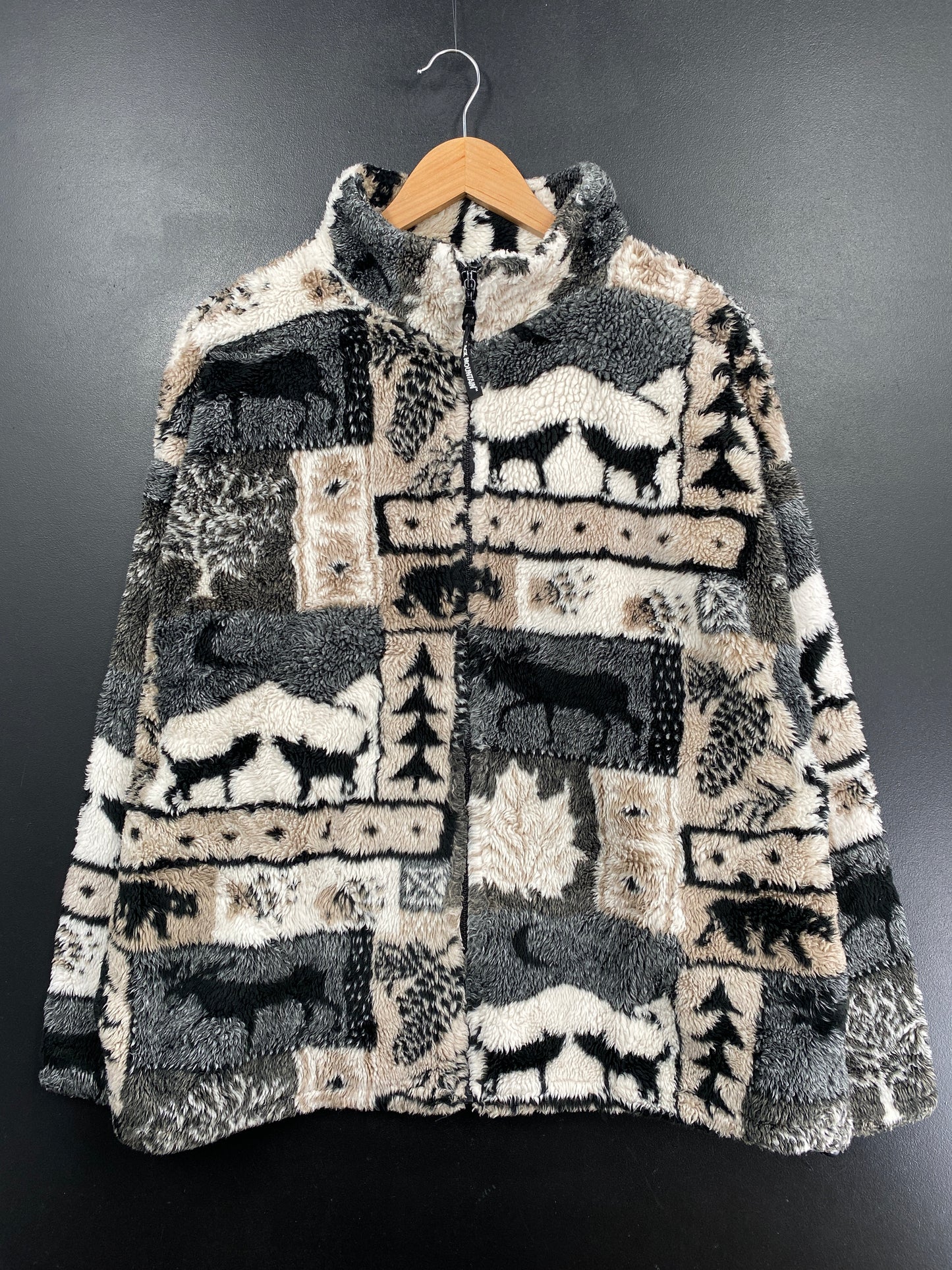 90's BLACK MOUNTAIN WOLVES Size L Vintage Fleece Jacket / G6115F
