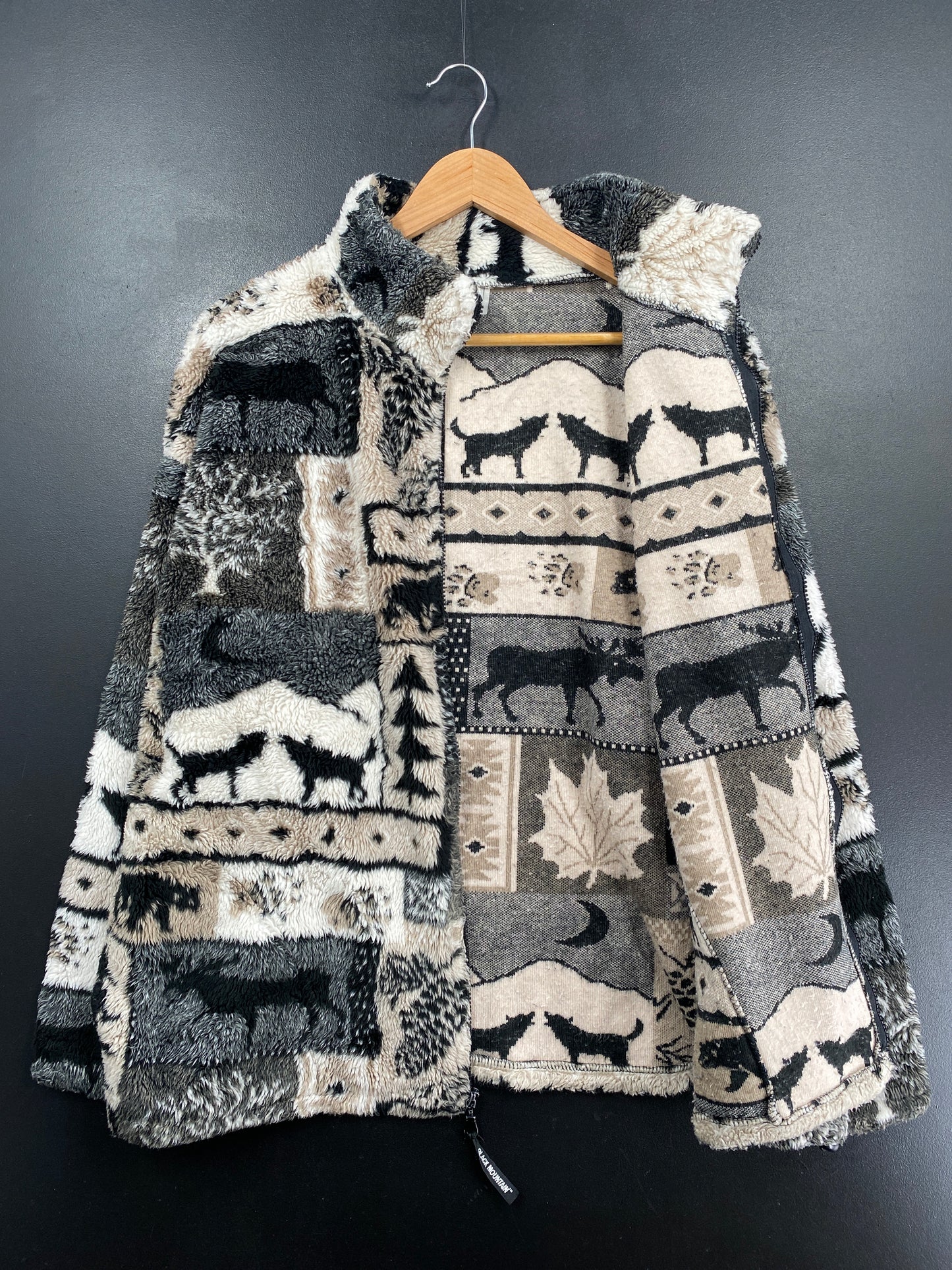 90's BLACK MOUNTAIN WOLVES Size L Vintage Fleece Jacket / G6115F