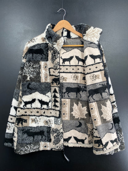 90's BLACK MOUNTAIN WOLVES Size L Vintage Fleece Jacket / G6115F