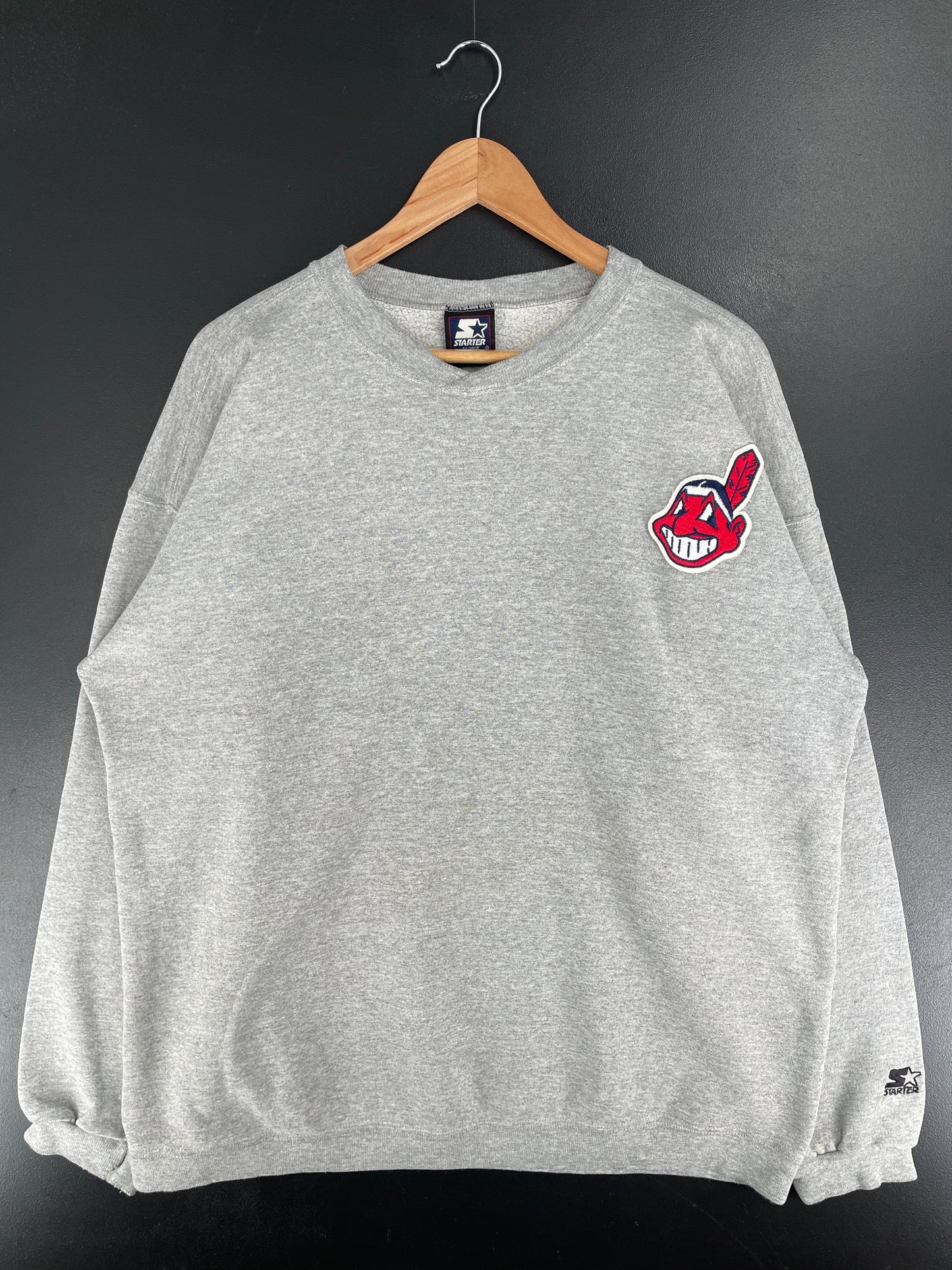 90's STARTER x CLEVELAND INDIANS Made in USA Size XL Vintage MLB Sweat-Shirt / G168S