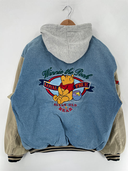 Vintage DISNEY WINNIE THE POOH Size Approx. L Denim Jacket / F5924J