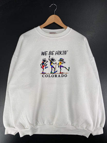 90's COLORADO "WE BE HIKING" Made in USA Size XXL Vintage Sweat-Shirt / F3458S