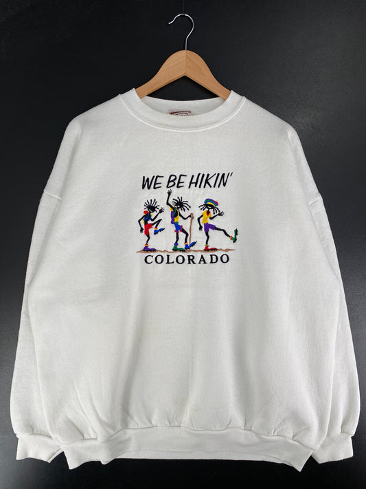 90's COLORADO "WE BE HIKING" Made in USA Size XXL Vintage Sweat-Shirt / F3458S