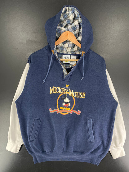 90’s MICKEY MOUSE AUTHENTIC Size XL DISNEY Half-Zip Hoodie Sweat / F1092S