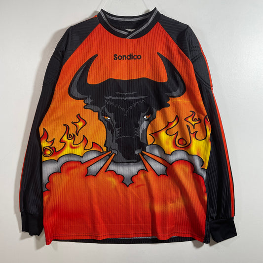 (XL) Vintage BULL FLAME MOTOCROSS Long Sleeve T-shirt / A1337T