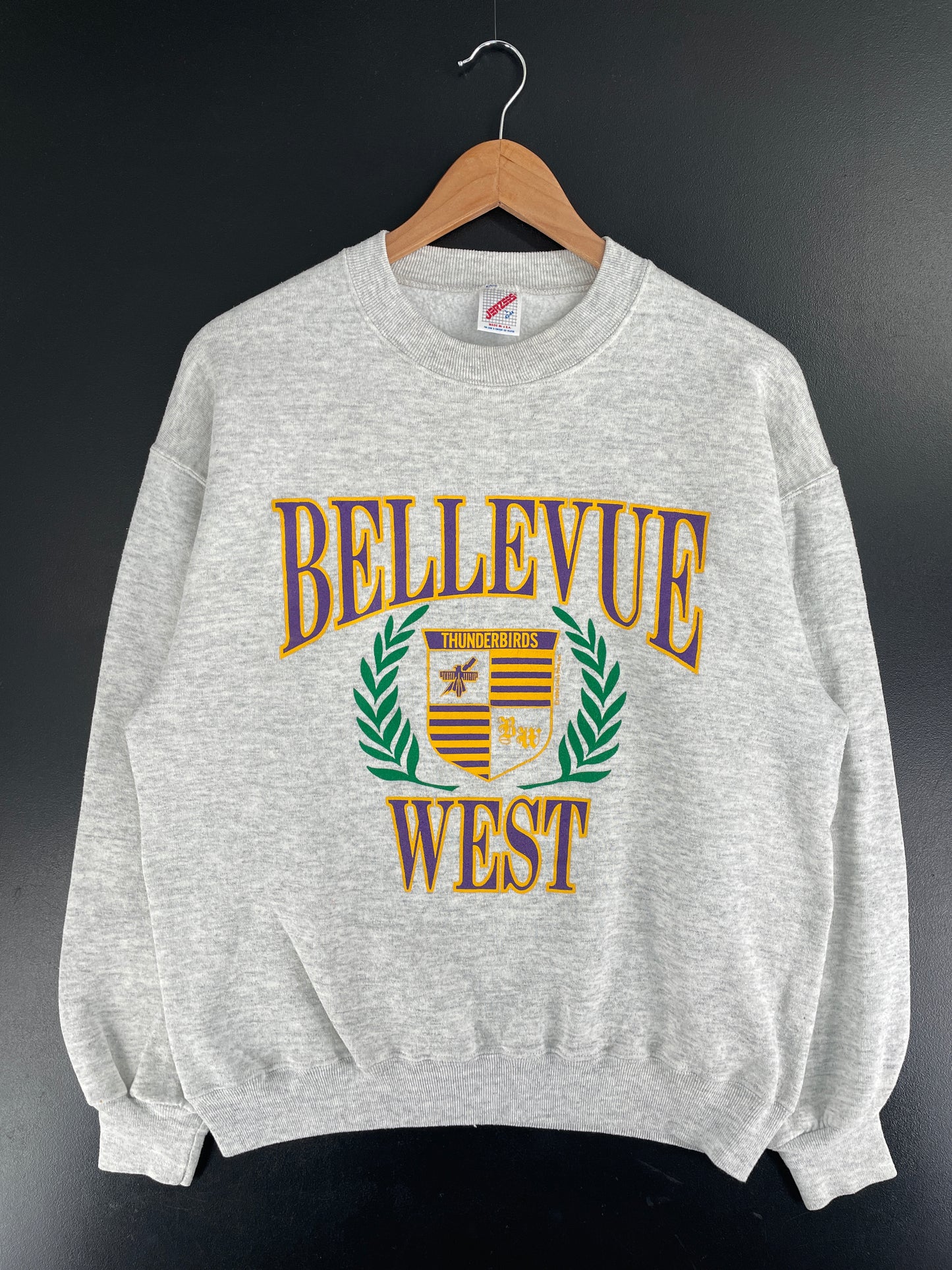 90's BELLEVUE WEST Made in USA Size L Vintage College Sweat-shirt / F7295S