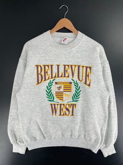 90's BELLEVUE WEST Made in USA Size L Vintage College Sweat-shirt / F7295S