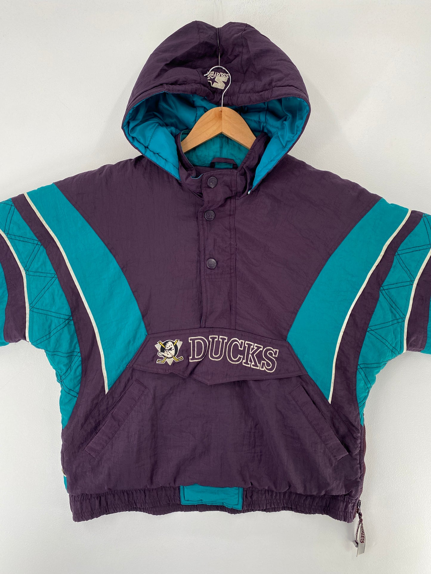 90’s Kids STARTER x MIGHTY DUCKS Size Boys L NHL Padded Nylon Jacket / F8053N