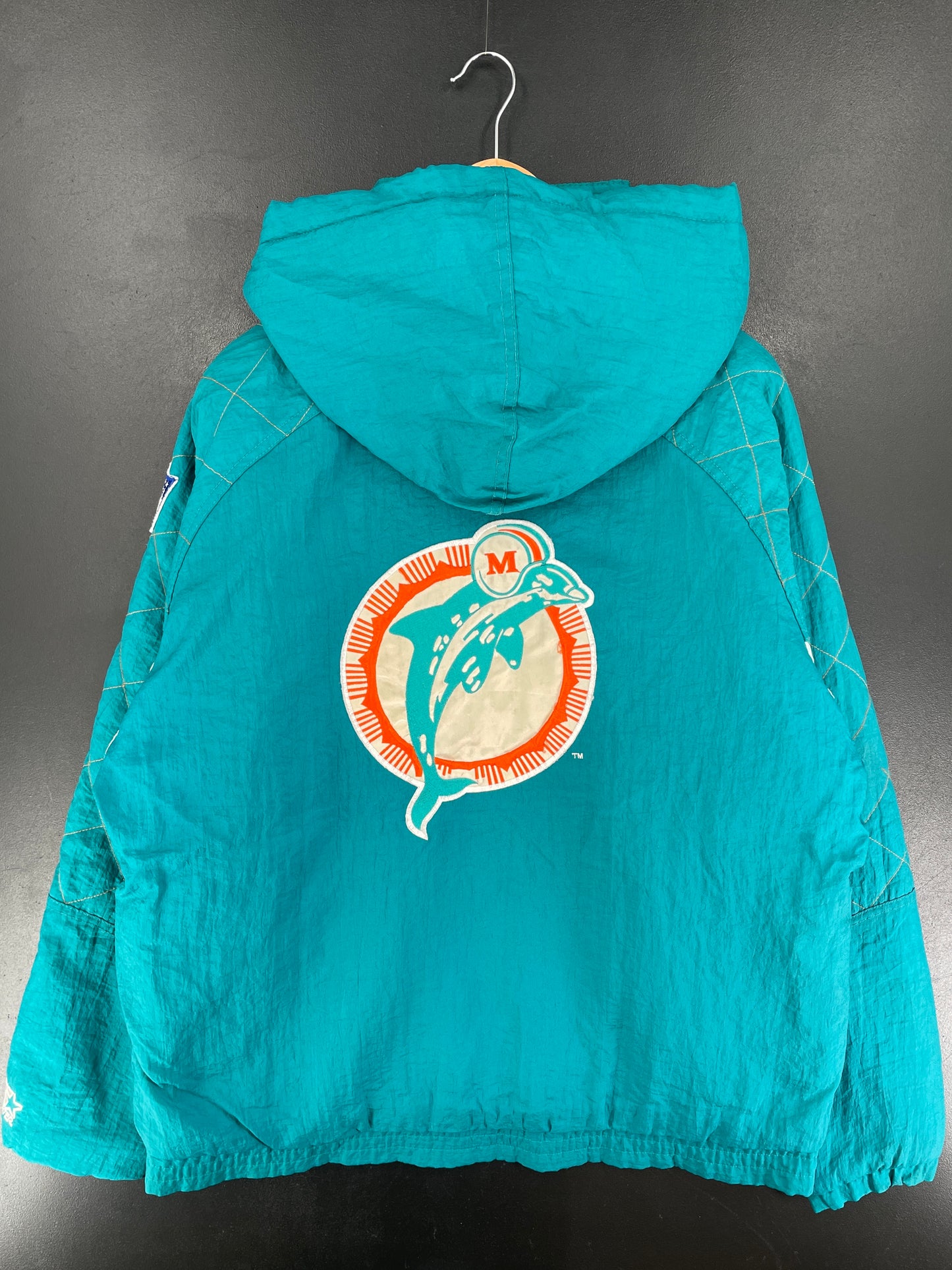.90's STARTER x MIAMI DOLPHINS Size L Vintage NFL Padded Nylon Jacket / F3333N
