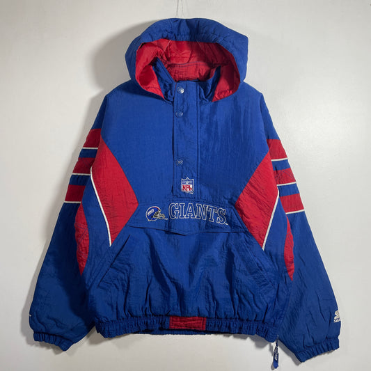(M) 90's STARTER x NEW YORK GIANTS Vintage NFL Padded Nylon Jacket / A1366N