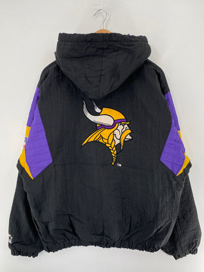 90's STARTER x VIKINGS Size L Vintage NFL Padded Nylon Jacket / F4422N
