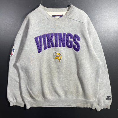 (L) 90's STARTER x MINNESOTA VIKINGS Vintage NFL Sweatshirt / A1176S