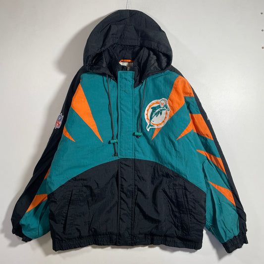 (M) 90's MIAMI DOLPHINS Vintage NFL Padded Nylon Jacket / A1368N