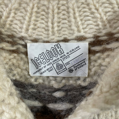 (Ladies. L) Vintage ICE LOOK Hand Knit Wool Sweater / A1059K