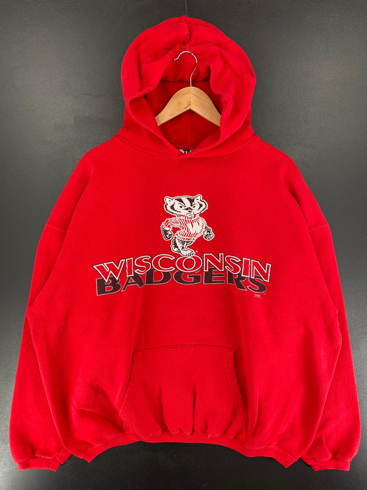 90's WISCONSIN BADGERS Made in USA Size XL Vintage College Hoodie Sweat-shirt / F1530S