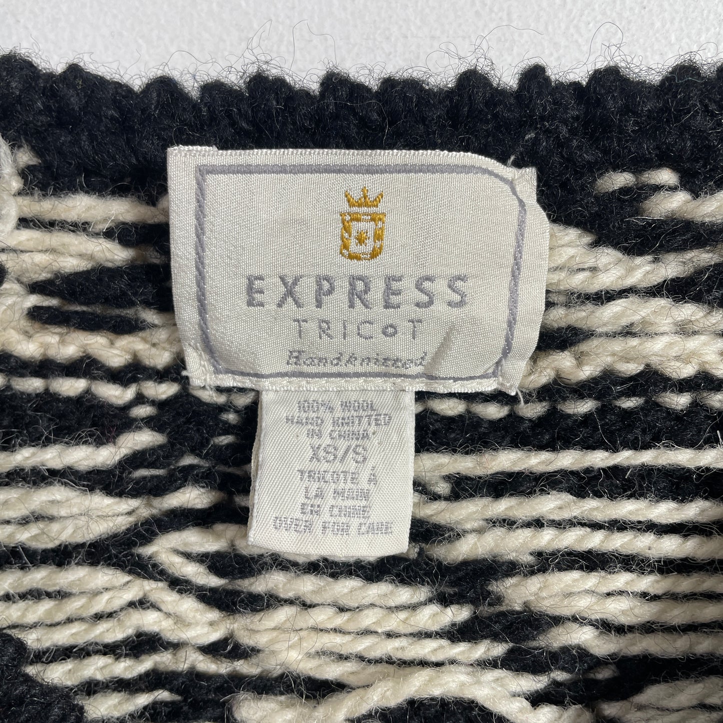 (XS/S) Vintage EXPRESS TRICOT Hand Knit Wool Sweater / A1264K