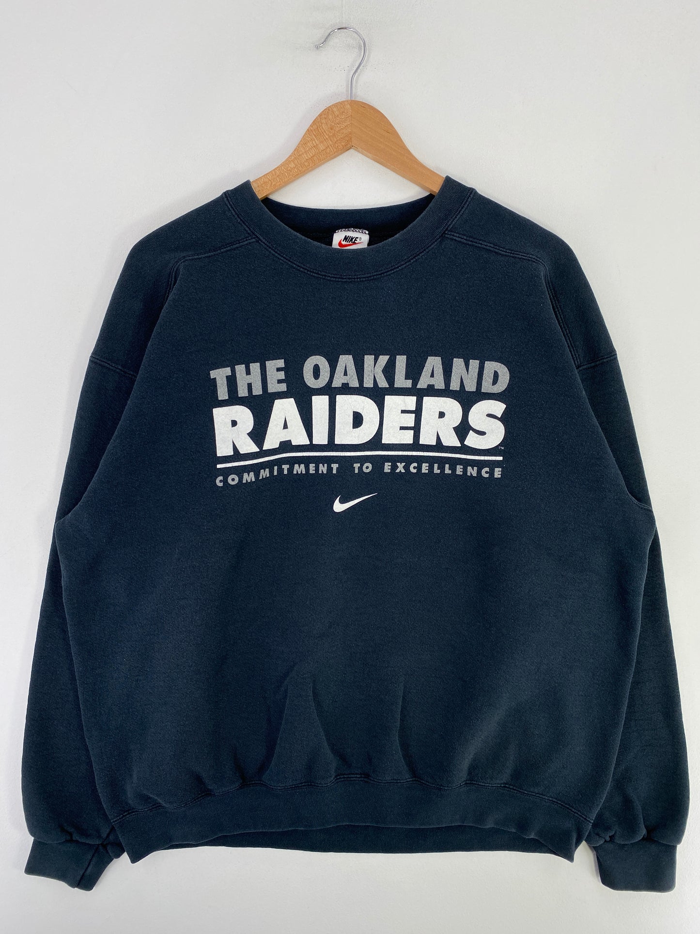 90's NIKE x RAIDERS Made in USA Size L Vintage NFL Sweat-Shirt / G998S