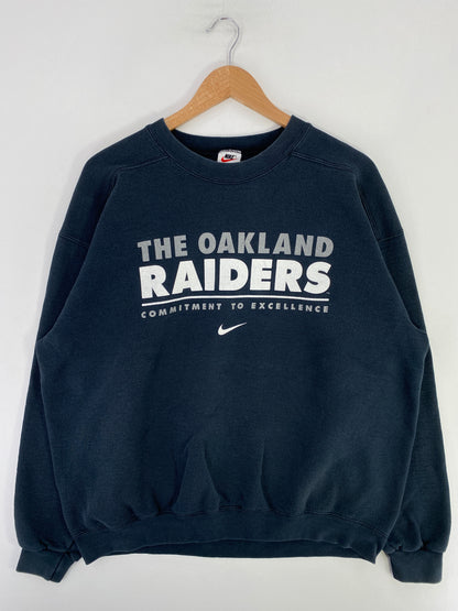 90's NIKE x RAIDERS Made in USA Size L Vintage NFL Sweat-Shirt / G998S