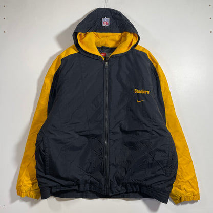 (L) 00' NIKE x PITTSBURGH STEELERS Vintage NFL Padded Nylon Jacket / A1361N