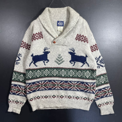 (L) 90's WOOLRICH REINDEER Vintage Wool Knit Sweater / A1193K
