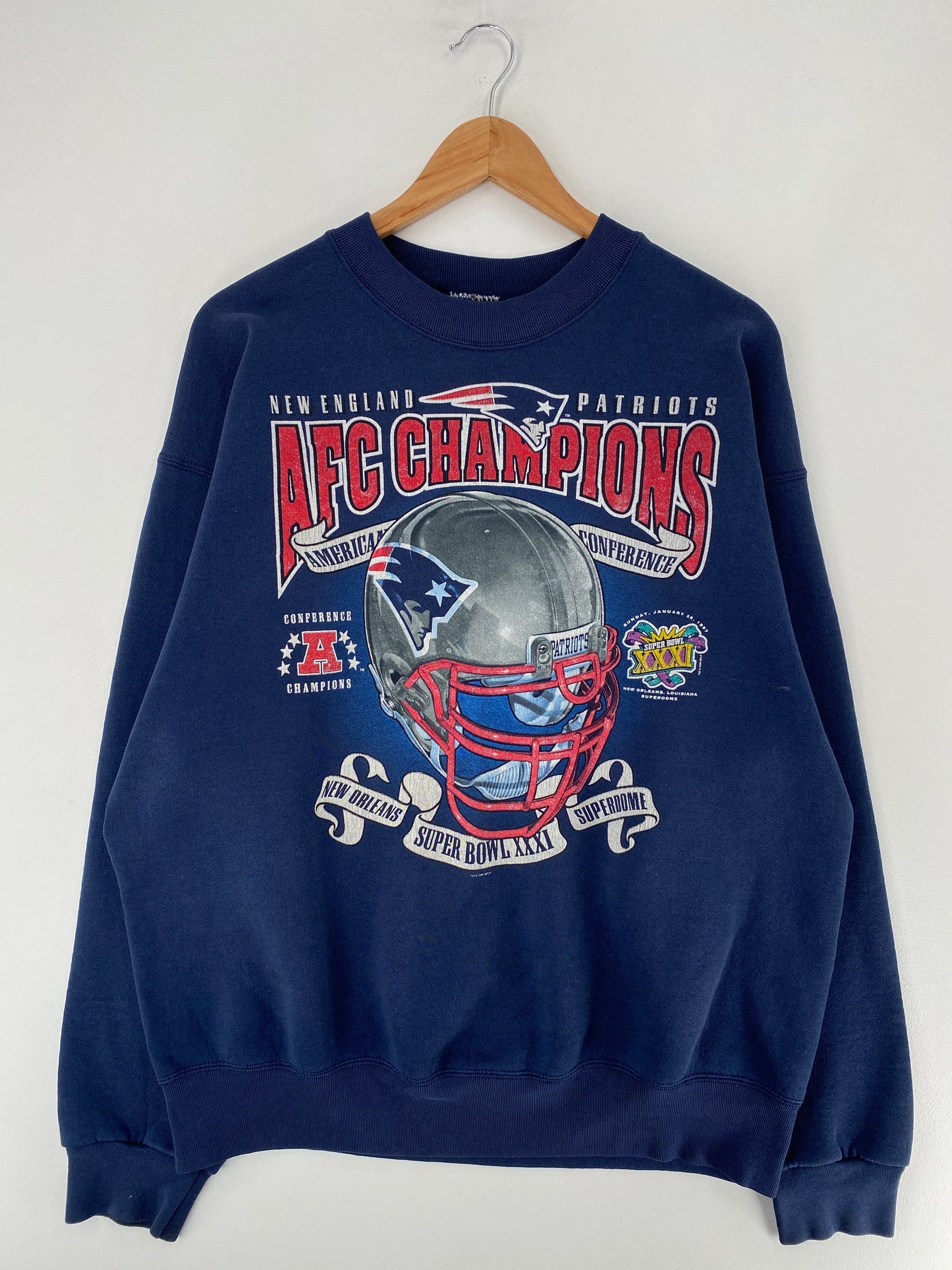 1997 NEW ENGLAND PATRIOTS Size No Tag (Approx.XL) Vintage NFL Sweat-Shirt / G6567S