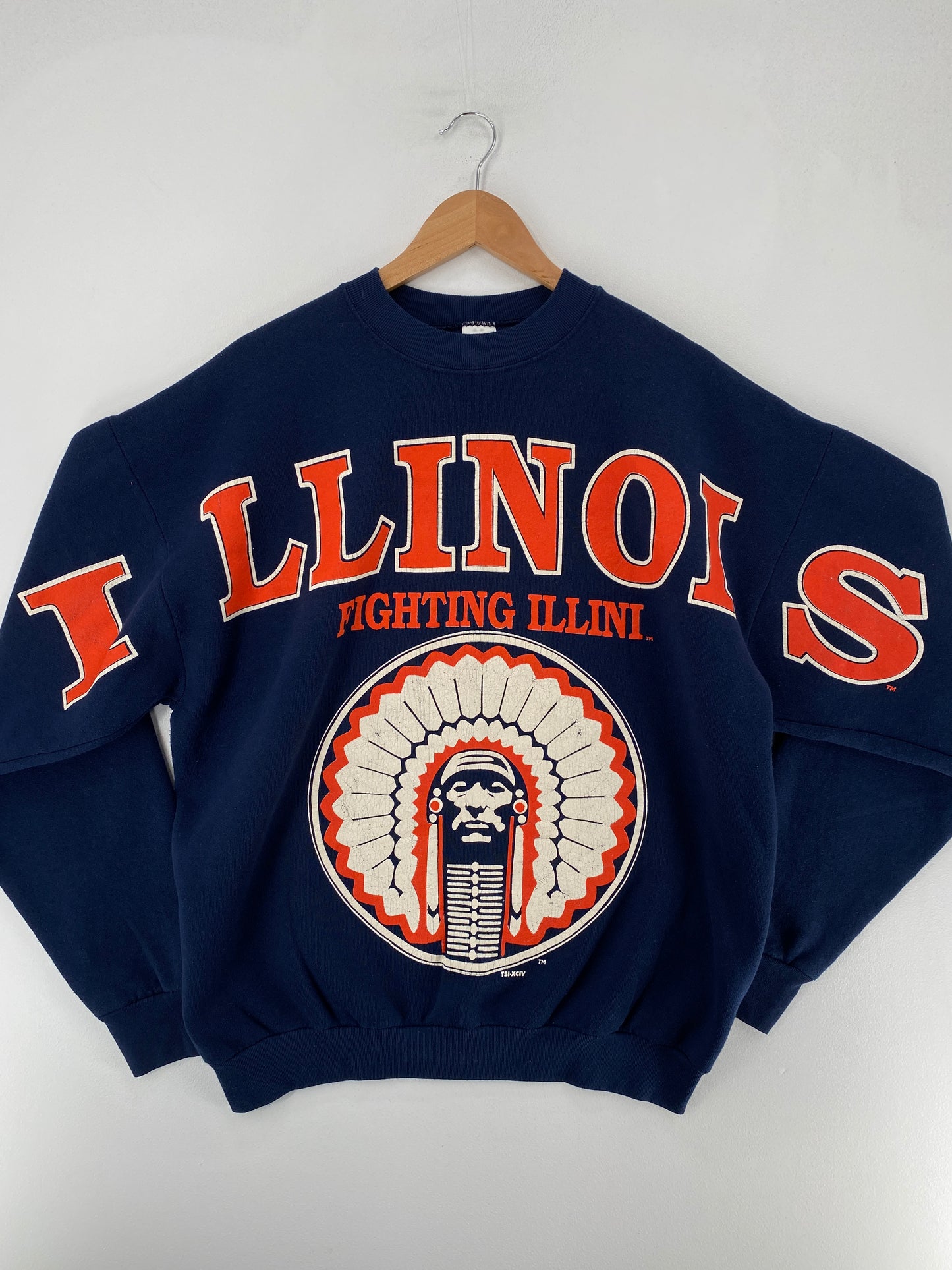 90's ILLINOIS FIGHTING ILLINI Made in USA Size XL Vintage College Sweat-shirt / F6710S