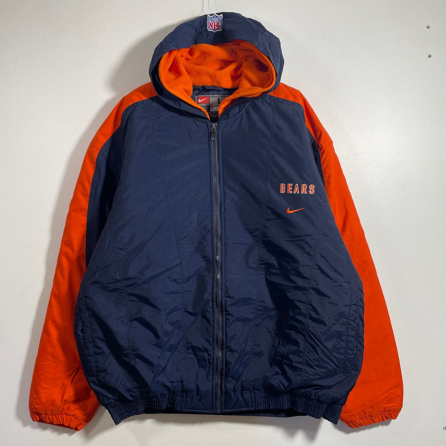 (L) 00' NIKE x CHICAGO BEARS Vintage NFL Padded Nylon Jacket / A1360N