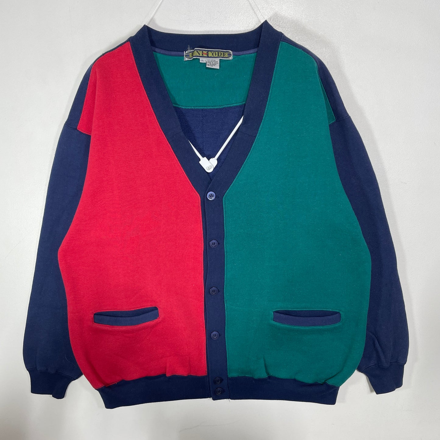 (XL) Vintage COLORBLOCK Sweatshirt Cardigan / A1517S