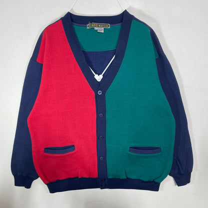 (XL) Vintage COLORBLOCK Sweatshirt Cardigan / A1517S