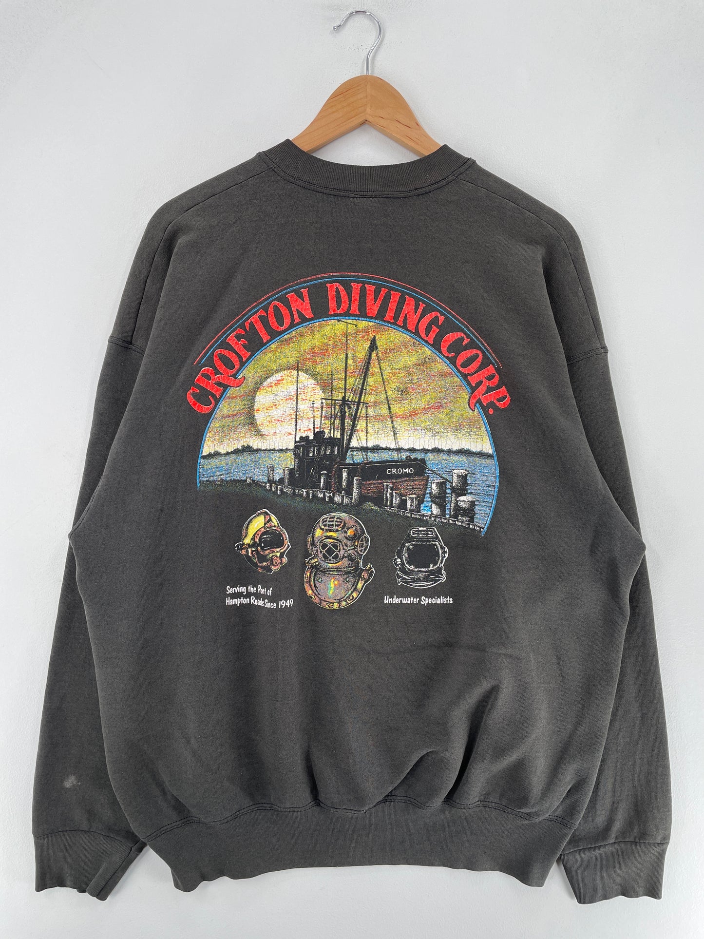 90's CROFTON DIVING CORP Made in USA Size XXL Vintage Sweat-Shirt / F3779S