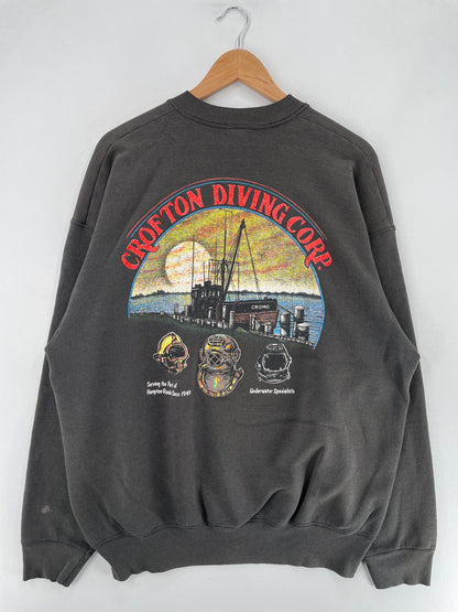 90's CROFTON DIVING CORP Made in USA Size XXL Vintage Sweat-Shirt / F3779S