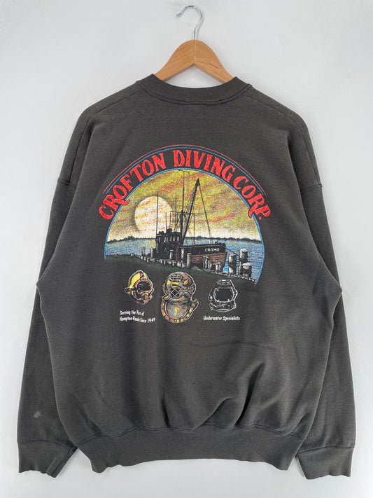 90's CROFTON DIVING CORP Made in USA Size XXL Vintage Sweat-Shirt / F3779S