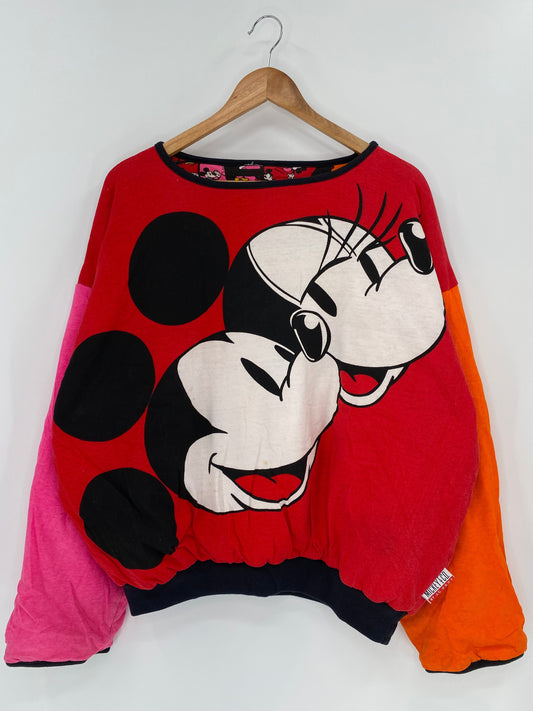 80's MICKEY MINNIE Padded Size No tag (Approx.XL) Reversible Vintage Sweat-Shirt / F5846S