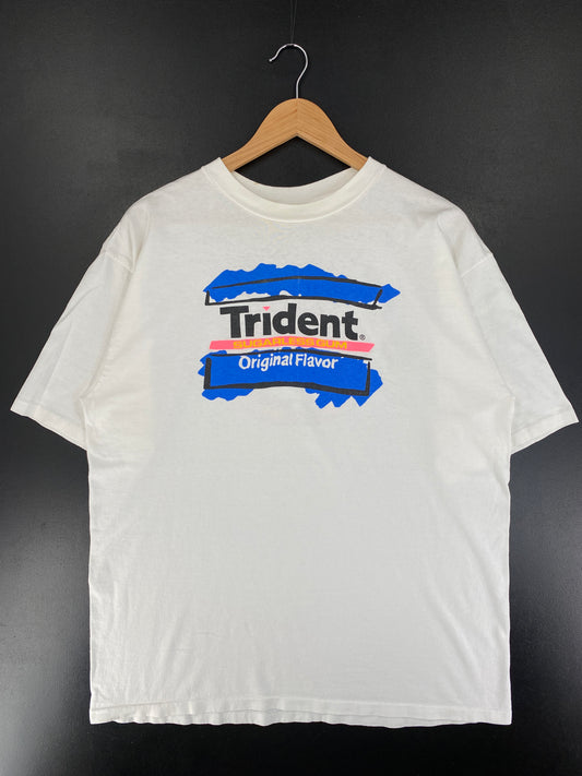 .90's TRIDENT Made in USA Size XL Vintage T-Shirt / F9589T