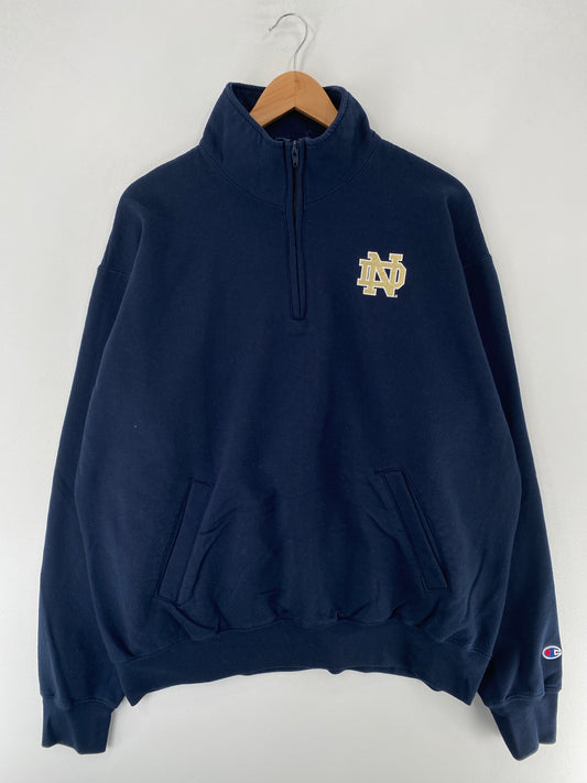 Vintage NORTRE DAME Sise XL College Half Zip Sweat-Shirt / F3373S