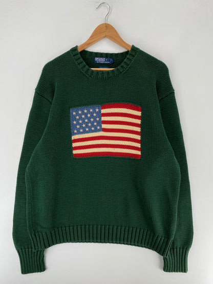 90's POLO RALPH LAUREN FLAG Size XL Vintage Knitwear / F3504K