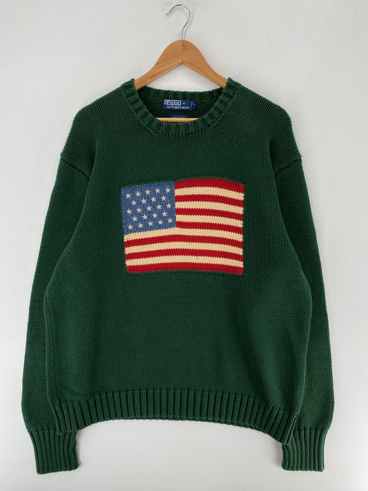 90's POLO RALPH LAUREN FLAG Size XL Vintage Knitwear / F3504K