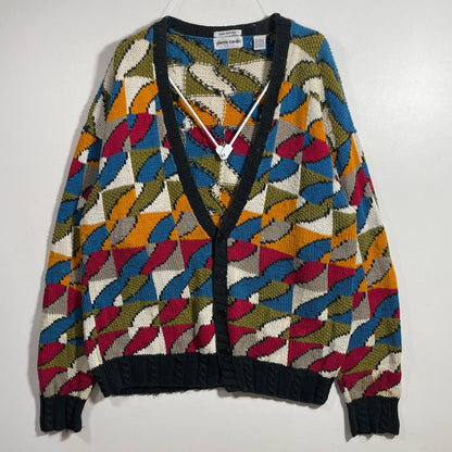 (XL) Vintage PIERRE CARDIN Hand Knit Wool Cardigan / A1261K