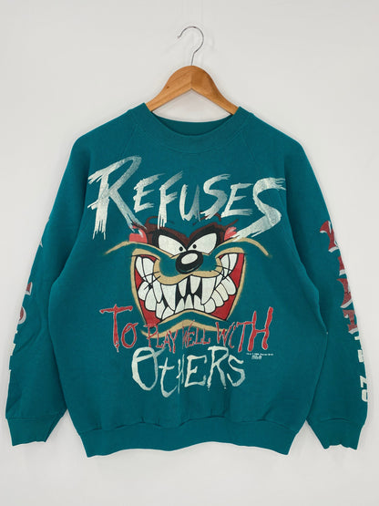 1995 LOONEY TUNES TAZ Made in USA Size L Vintage Sweat-Shirt  / F5720S