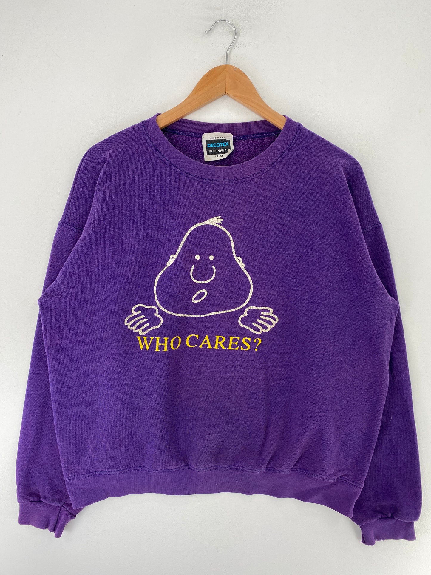 90's "WHO CARES?" Made in USA Size L Vintage Sweat-shirt / F9140S