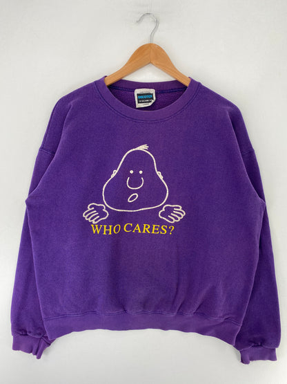 90's "WHO CARES?" Made in USA Size L Vintage Sweat-shirt / F9140S