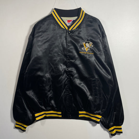 (XL) 90's PITTSBURG PENGUINS Vintage NHL Nylon Jacket / A1202N