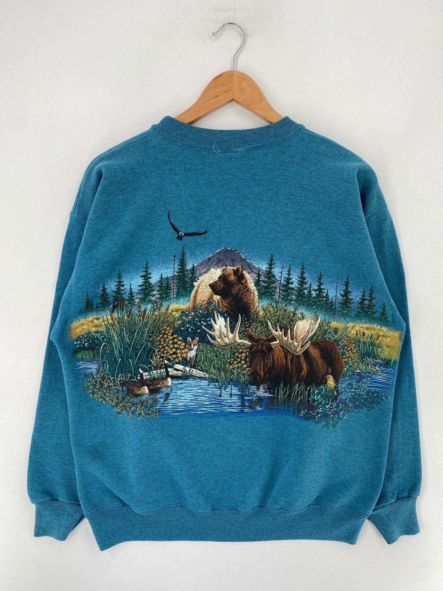 90's ALASKA Made in USA Size L Vintage Animal Sweat-Shirt / F9071S