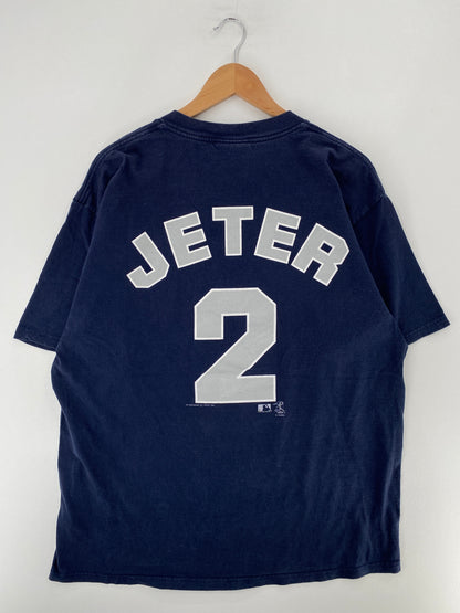 1999 JETER NEW YORK YANKEES Size XL Vintage MLB T-shirt / F8314T