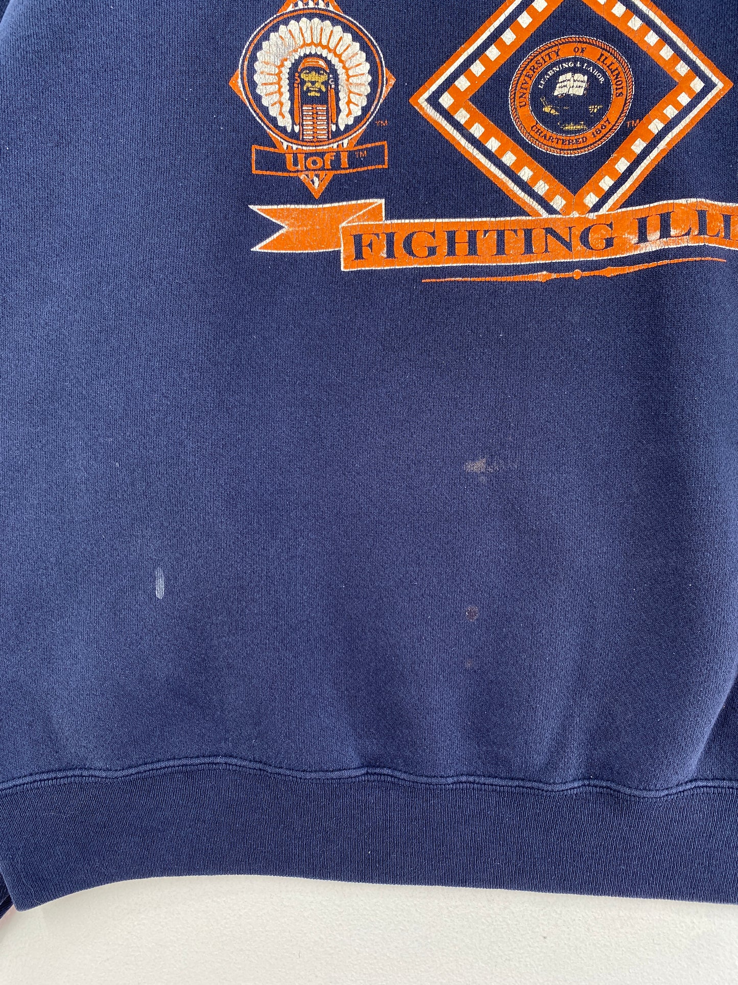 90's ILLINOIS FIGHTING ILLINI Made in USA Size XL Vintage College Sweat-Shirts / G7178S