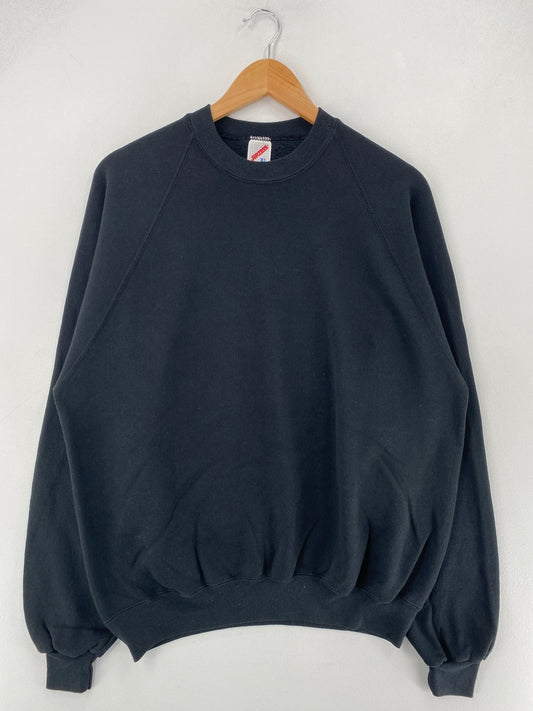 90's PLAIN BLACK Made in USA Size XL Vintage Sweat-shirt / F3960S