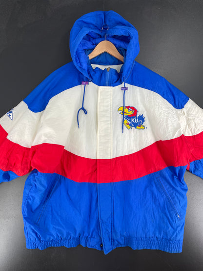 90’s UNIVERSITY OF KANSAS Size XL College Padded Nylon Jacket / F3463N