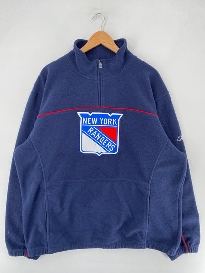 Vintage NEW YORK RANGERS Size XL NHL Half-zip Fleece / F3861S