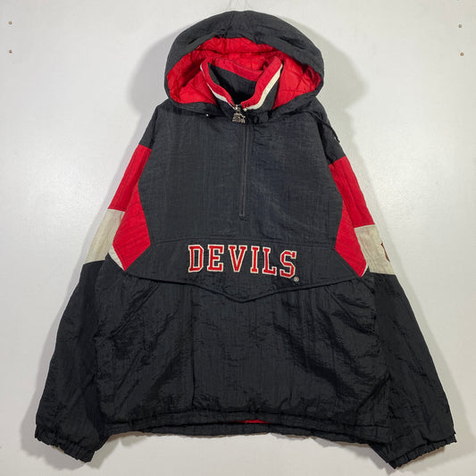 (L) 90's STARTER X DEVILS Vintage NHL Padded Nylon Jacket / A0789N